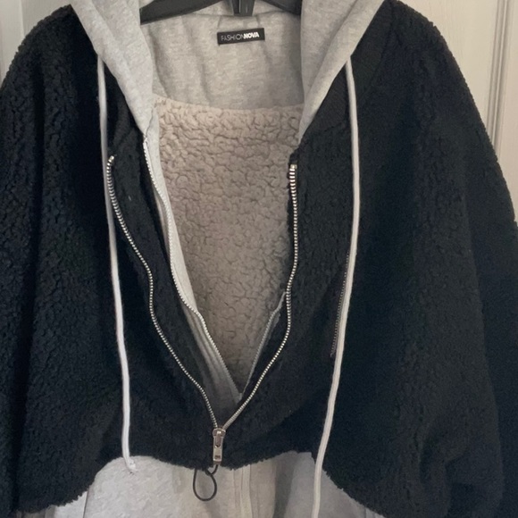Fashion Nova oversized Sherpa double winter hoodie zip up sz M - Picture 7 of 11